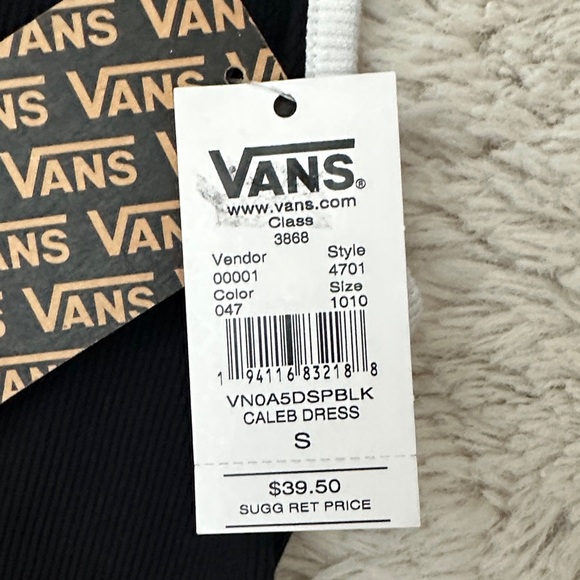 NWT Vans Caleb Ribbed Mini Dress with Contrast Trim - Black/White Size Small - Picture 5 of 11